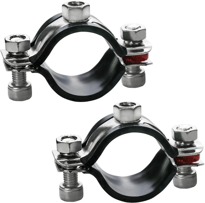 PEROMI 2 Pack Pipe Supports,304 Stainless Steel Wall Mount Ceiling Mount Pipe Bracket Clamp Ring Hanger with Screws for Pipe OD 25-27mm - Image 1